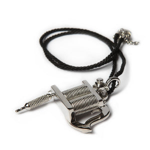 TATTOO MACHINE PENDANT & SILK NECKLACE SET [B]